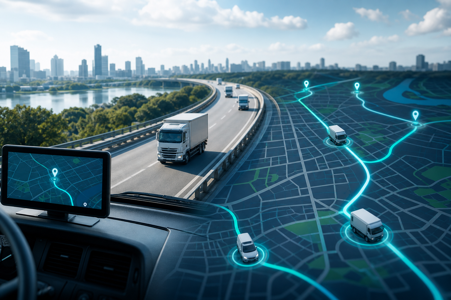 Activos en movimiento sobre mapa GPS en tiempo real
